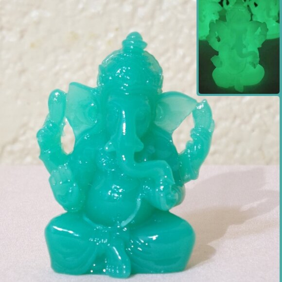 GANESH*GLOW in the DARK*STATUE-Jade Green Color-Shiva-Figurine-Gift New Beginnin - Picture 7 of 8
